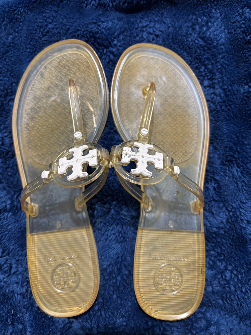 Tory Burch Clear Jelly Sandals with Gold Logo